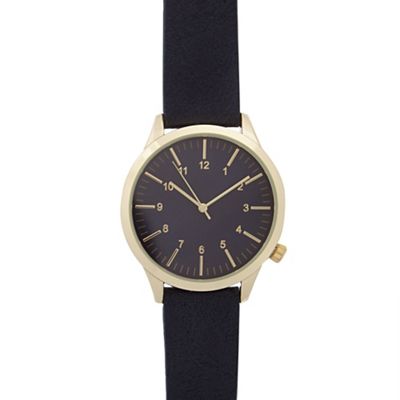 Mens navy grained strap watch